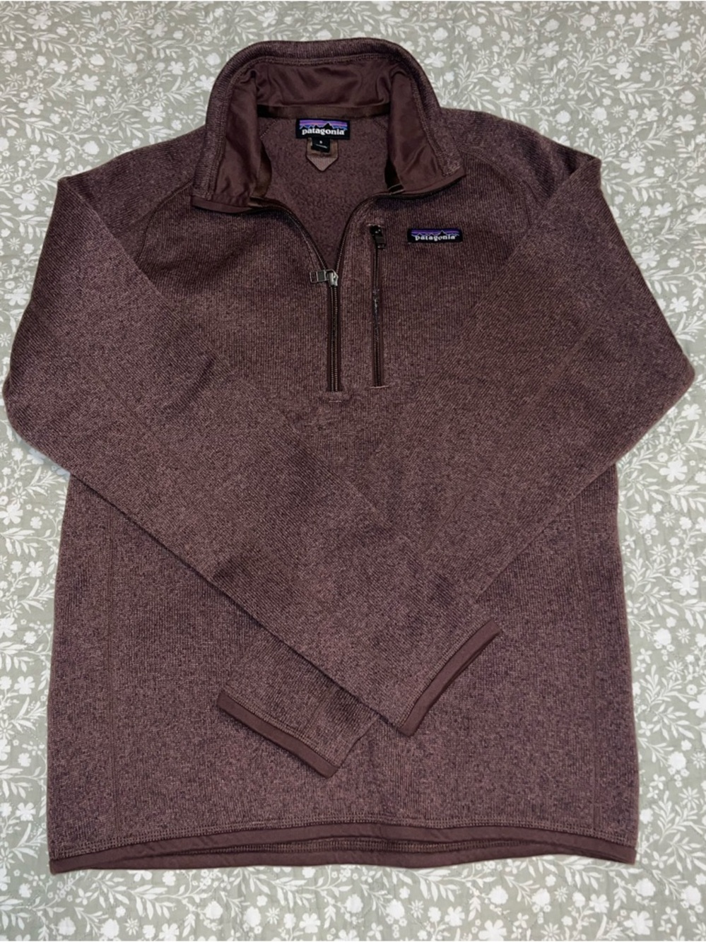 Patagonia Quarter Zip Sweater in Deep Brown with Chest Pocket